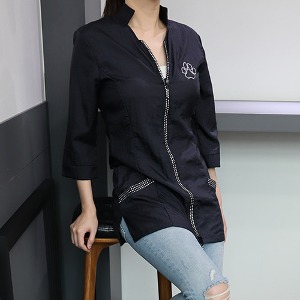 티키마(TIKIMA) 애견미용 유니폼 알레리아 여성용 블랙/퍼플